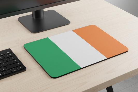 Irish tricolor flag mousepad with green, white, and orange bands, rounded corners