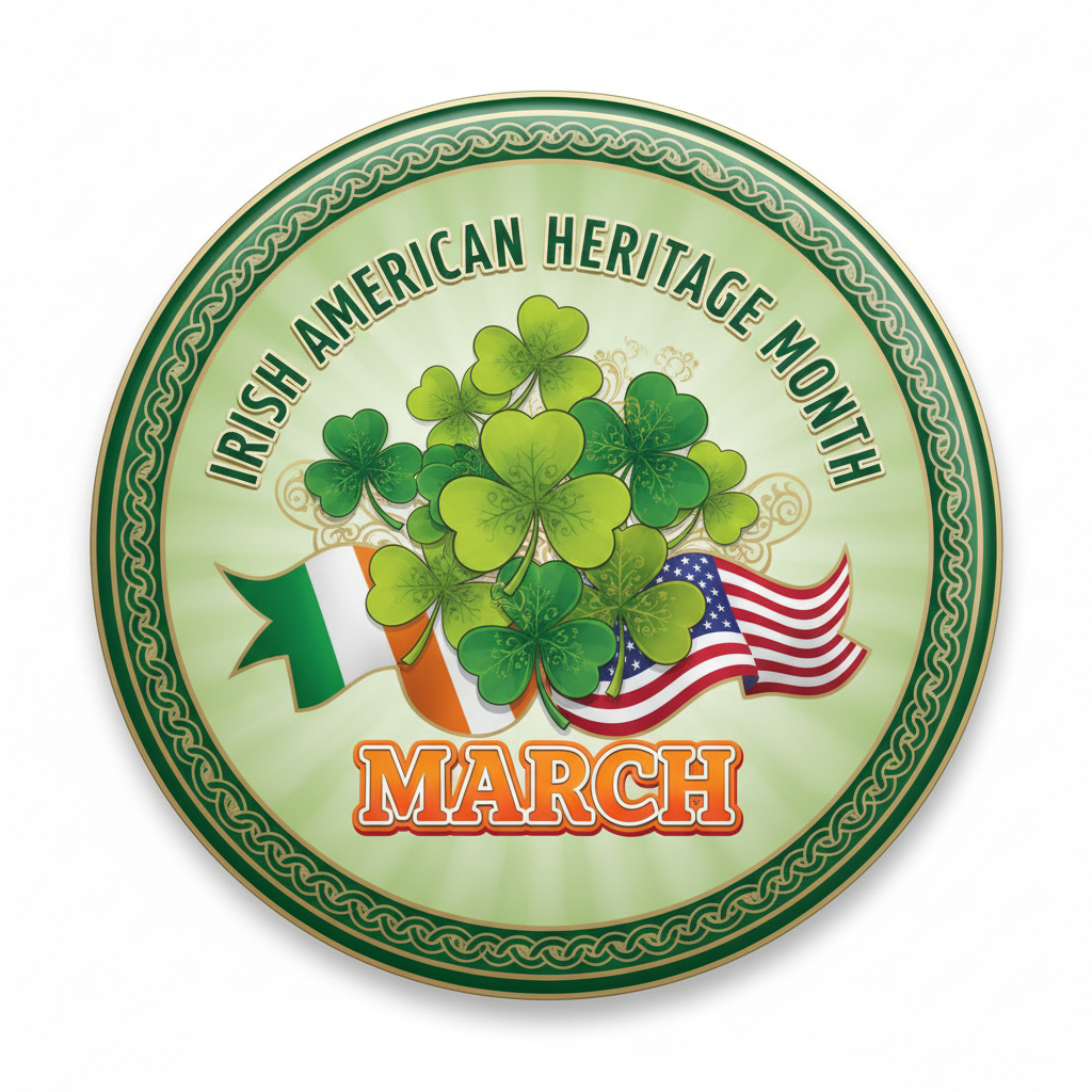 Irish American Heritage Month March Pinback 2.25-inch