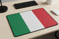 Italian flag mouse pad with green, white, red vertical stripes and black edge