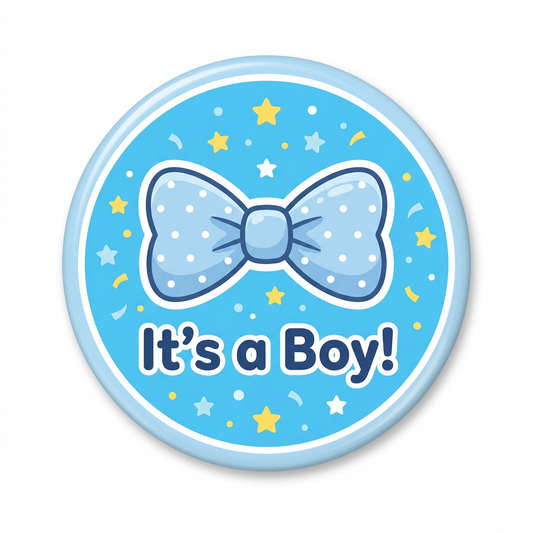 Blue a Bow It's a Boy Baby shower Pin Button 2.25-inch