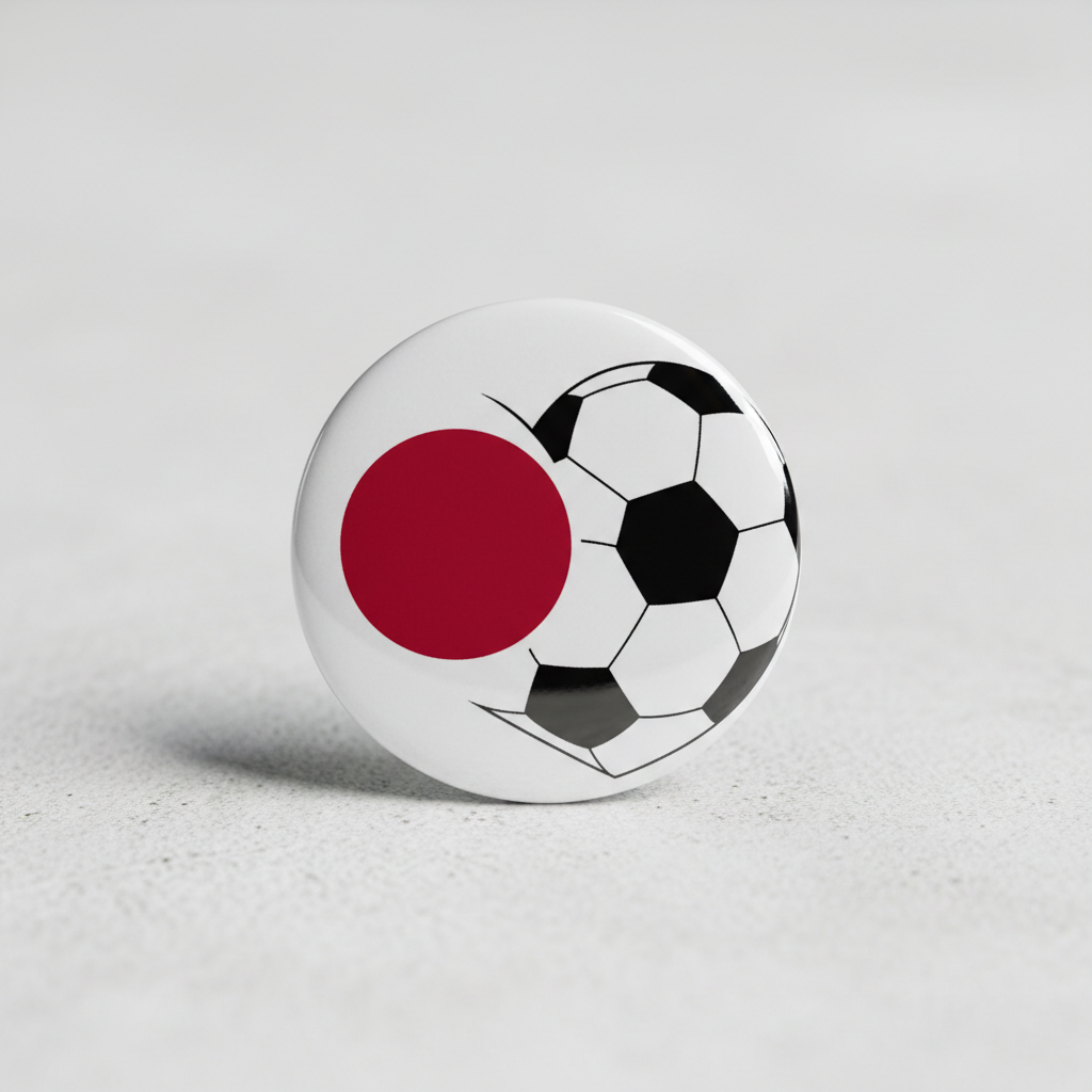 Japan Football Soccer Love Heart Pinback 2.25-inch