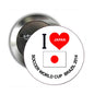 Japan soccer World Cup pinback button with heart, Japan flag, and 'Brazil 2014' text