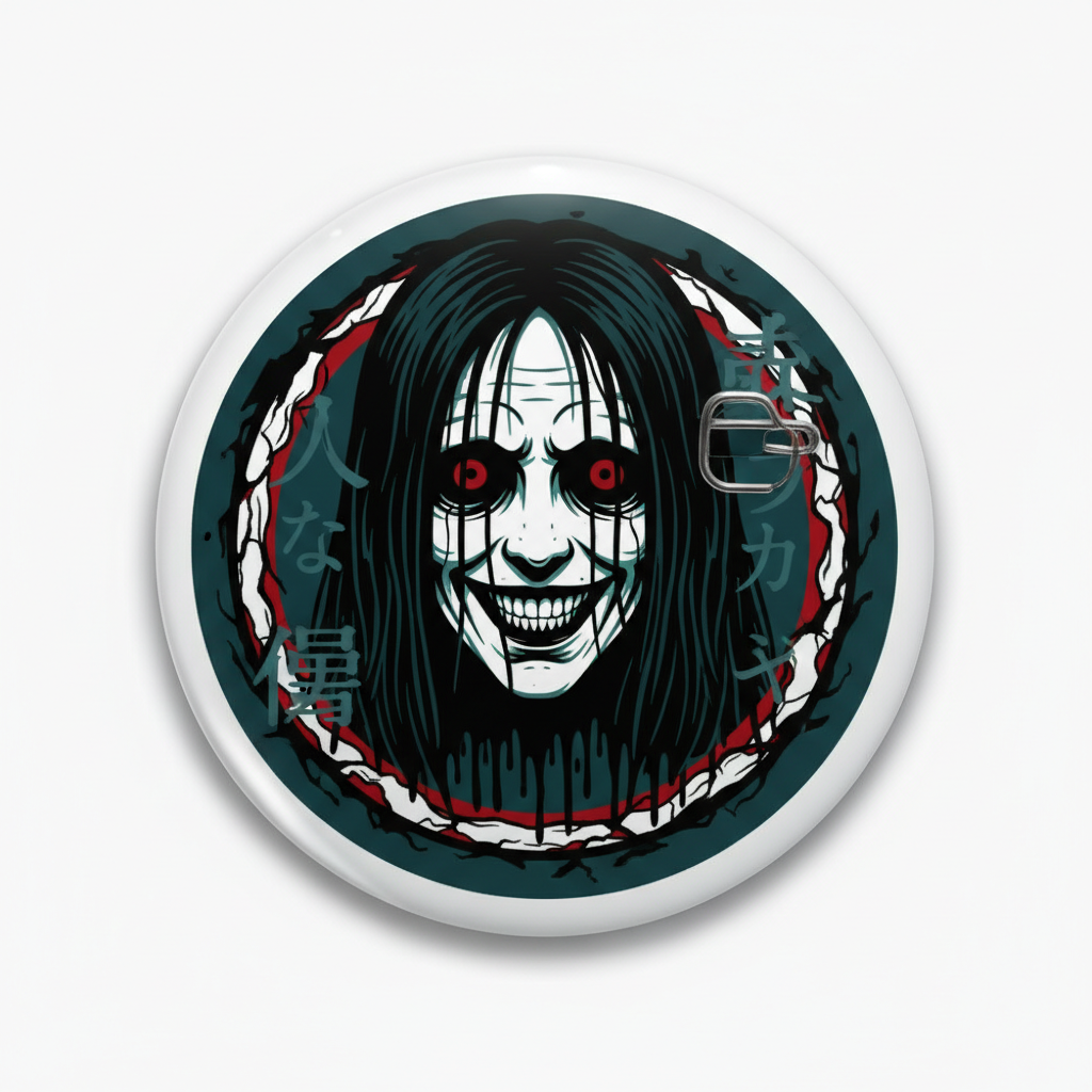 Japanese Horror Movies Scary Grudge Ring Pinback 1.25-inch 12 Pcs
