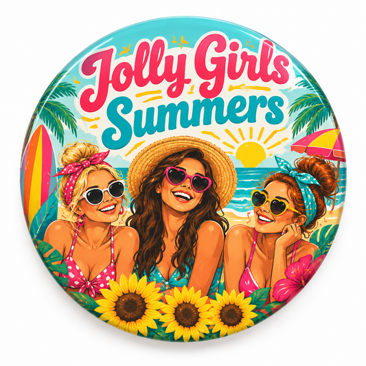 Jolly Girls Summers Pin Button 2.25-inch