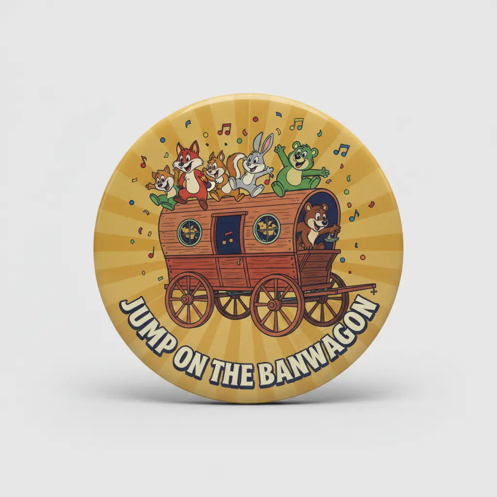 Jump on the bandwagon Pin Button 2.25-inch - mypinbacks.com