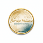 A round commemorative medallion or sticker for the 'Exercise Patience 2023 Convention' featuring a gold border, a cream-to-teal gradient background with dove illustrations, and the text 'JW.ORG' at the bottom, shown on a plain white background.
