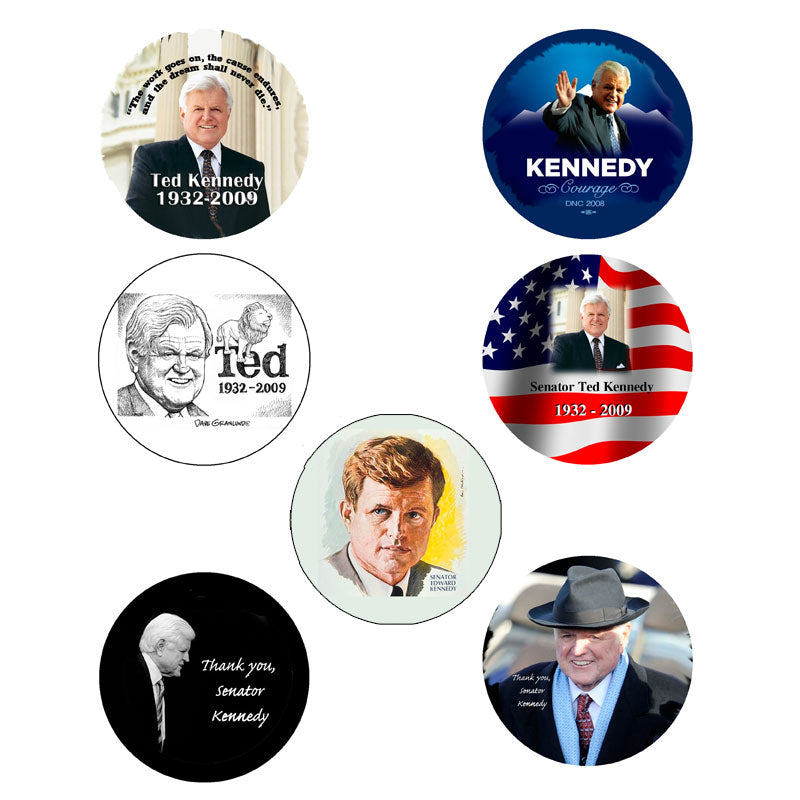 Lot de 7 broches de Ted Kennedy 2,25"