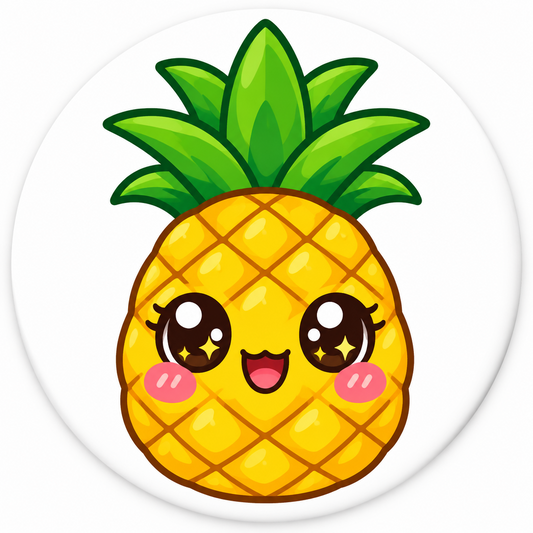 Kawaii-style animated pineapple Pin Button 2.25-inch