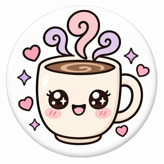Kawaii Style Coffee Mug  Pin Button 2.25-inch