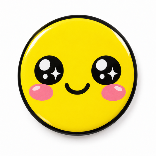 Kawaii Yellow Face Pin Button 2.25-inch