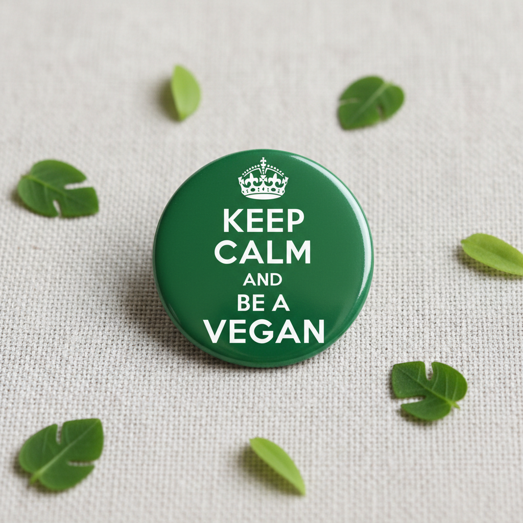 Keep Calm and Be a Vegan Pinback 2.25-inch