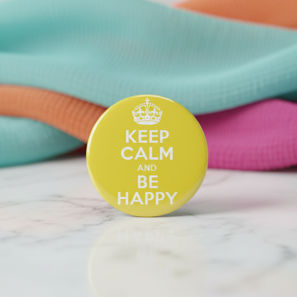 Keep Calm and Be Happy Button Pinback 2.25-inch