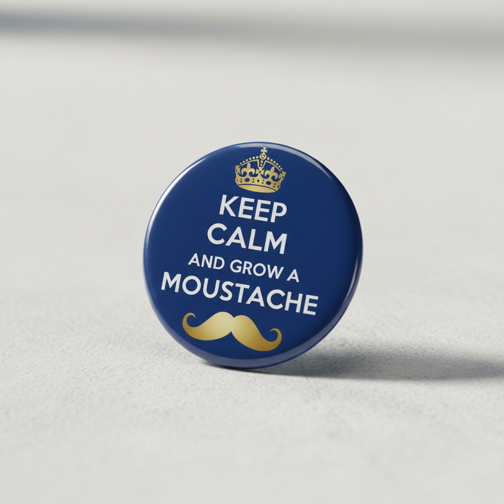 Keep Calm and Grow a Moustache Pinback 2.25-inch