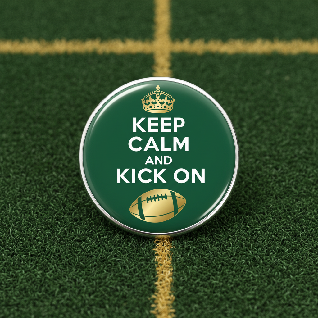 Keep Calm and Kick On Football Pinback 2.25-inch