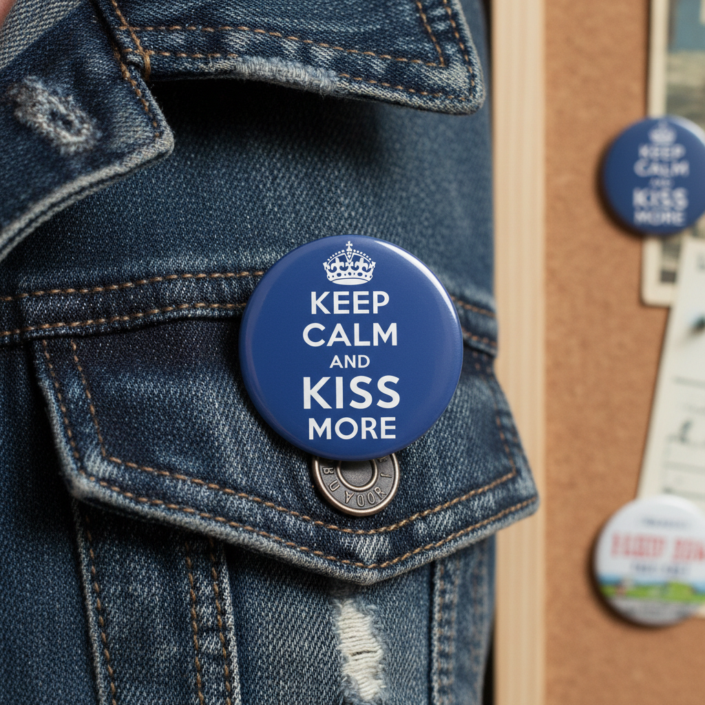 Keep Calm and KISS More Pinback 2.25-inch