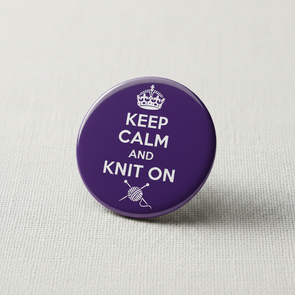 Keep Calm and Knit On Pinback 2.25-inch
