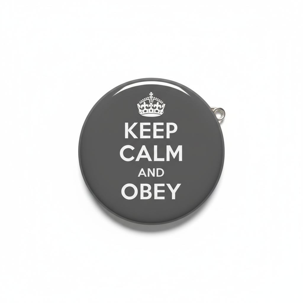 Keep Calm and Obey Grey Button Pinback 2.25-inch