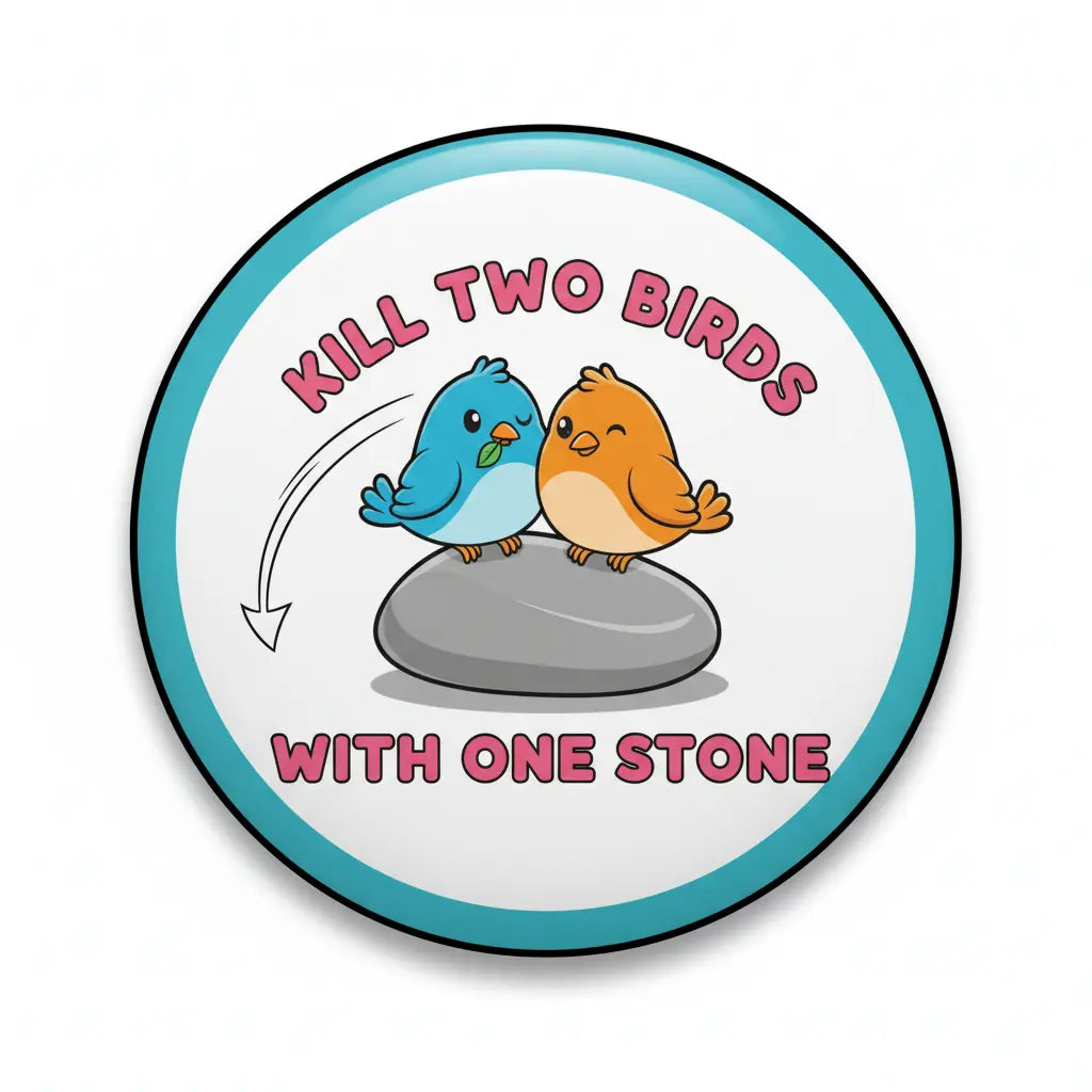 Kill two birds with one stone Pin Button 2.25-inch - mypinbacks.com