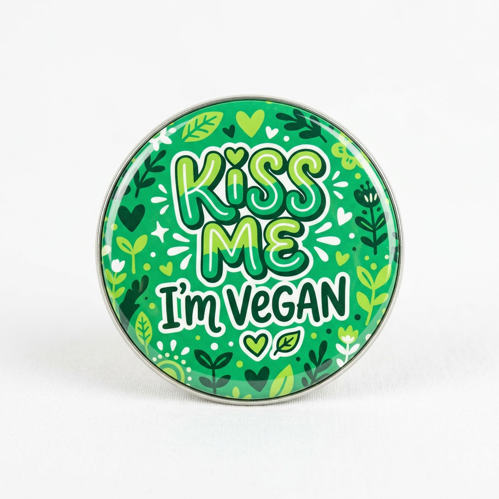 Kiss Me I am Vegan Pin Button 2.25-inch