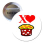 2.25-inch heart cupcake pinback button with red X and heart graphic