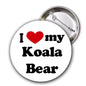 Koala bear pinback button with "I love my Koala Bear" text and red heart icon