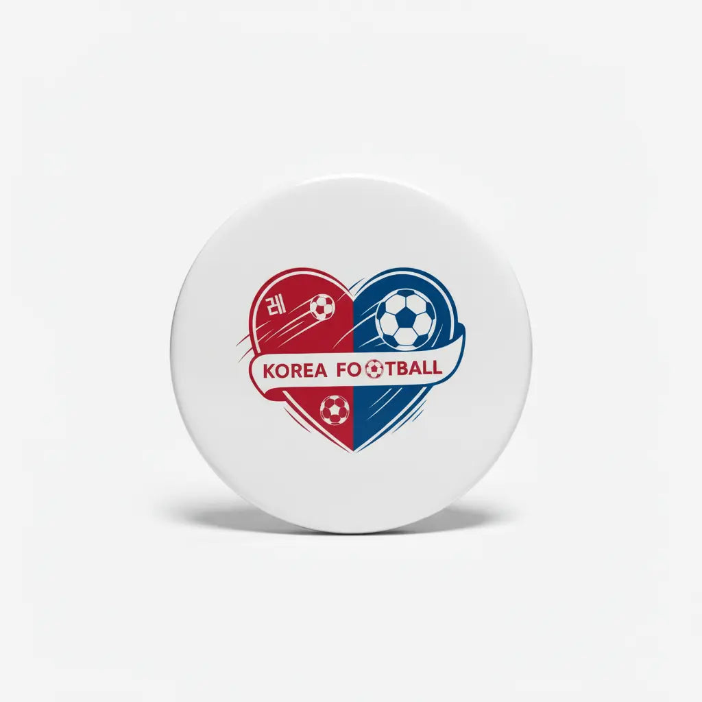 Korea Republic Football Soccer Love Heart Pinback 2.25-inch - My Pinbacks