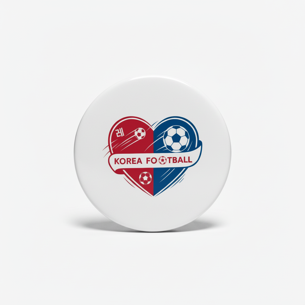 Korea Republic Football Soccer Love Heart Pinback 2.25-inch