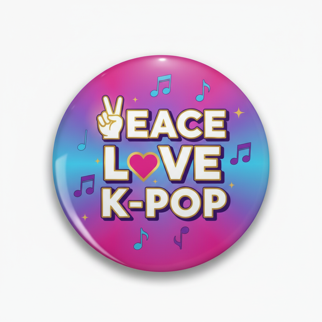 Korean Pop Music Peace Love K Pop Pinback 2.25-inch