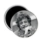 Round photo magnet: black-and-white Kurt Vonnegut portrait, 'KURT VONNEGUT' text