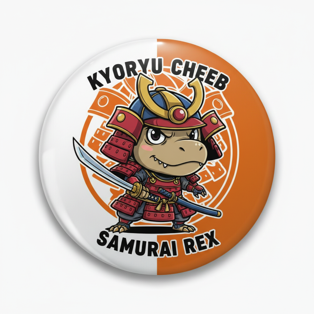KYORYU CHEEB samurai T-Rex Pinback 2.25-inch
