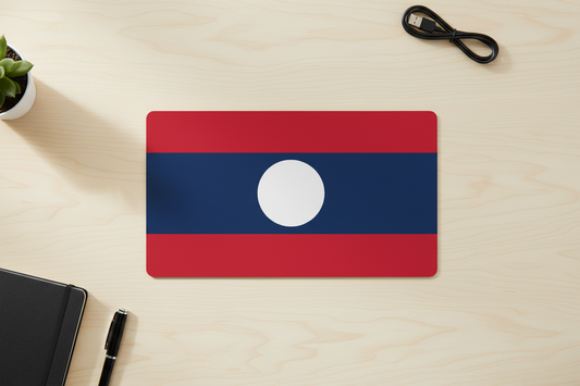 Rectangular flag mousepad, red and blue stripes with centered white circle