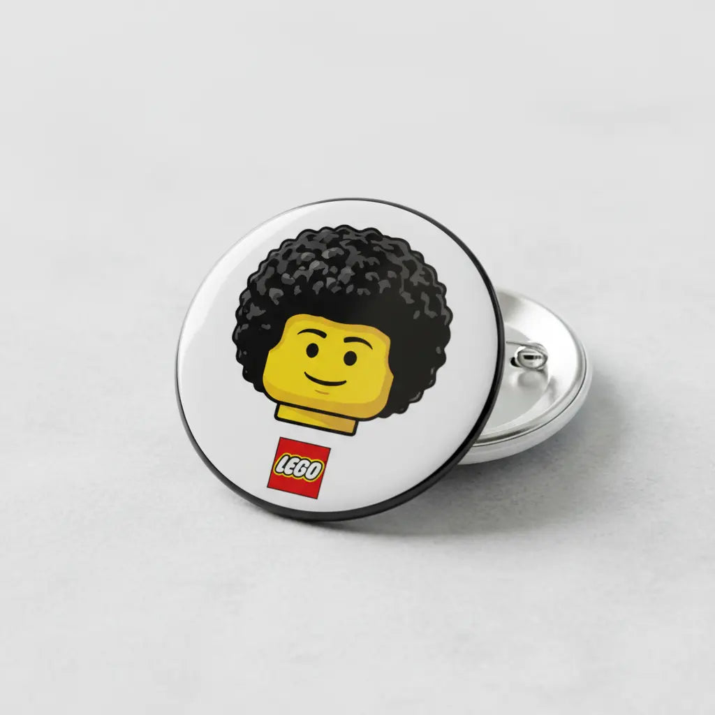 Lego Man Afro Pinback 2.25-inch