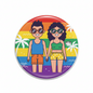 Lesbian Gay Couple Summer Style LGBTQ Flag Pride Pinback 2.25-inch