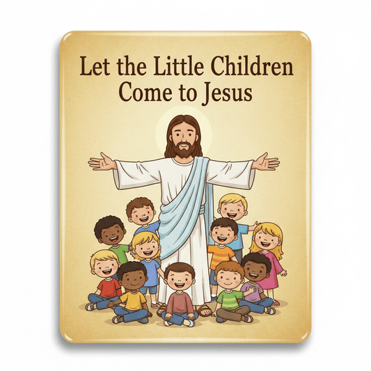 Let the little children come to Jesus Acrylic Fridge Magnetic 3-inch x 4-inch - My Pinbacks