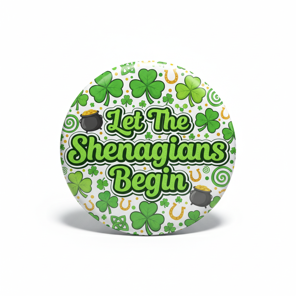 Let The Shenanigans Begin Funny Irish St Patricks Pinback 2.25-inch