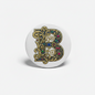 Circular retractable badge reel with ornate gold, blue, and multicolor Letter B artwork