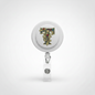 Round felt letter T badge reel with retractable clip and clear badge strap