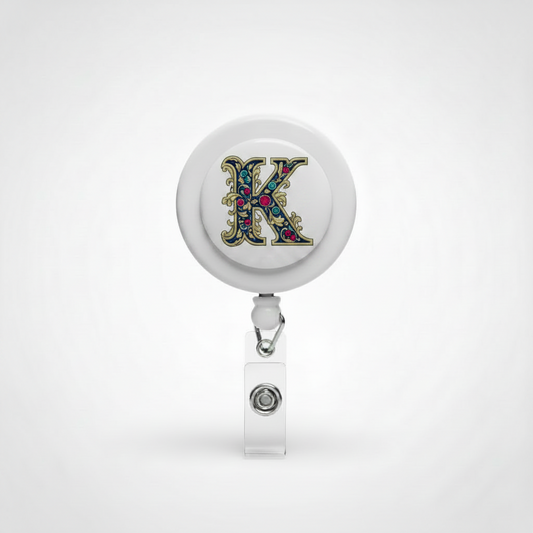 Letter K Retractable Badge Reels 1.45-inch