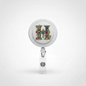 Round felt letter H retractable badge reel with metal clip and clear badge holder