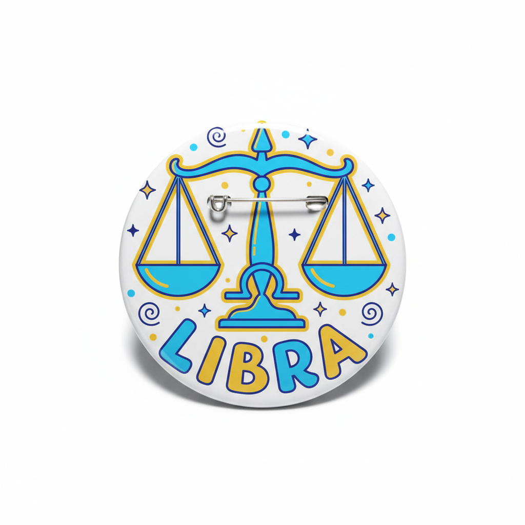 Libra Zodiac Sign Button Pinback 2.25-inch
