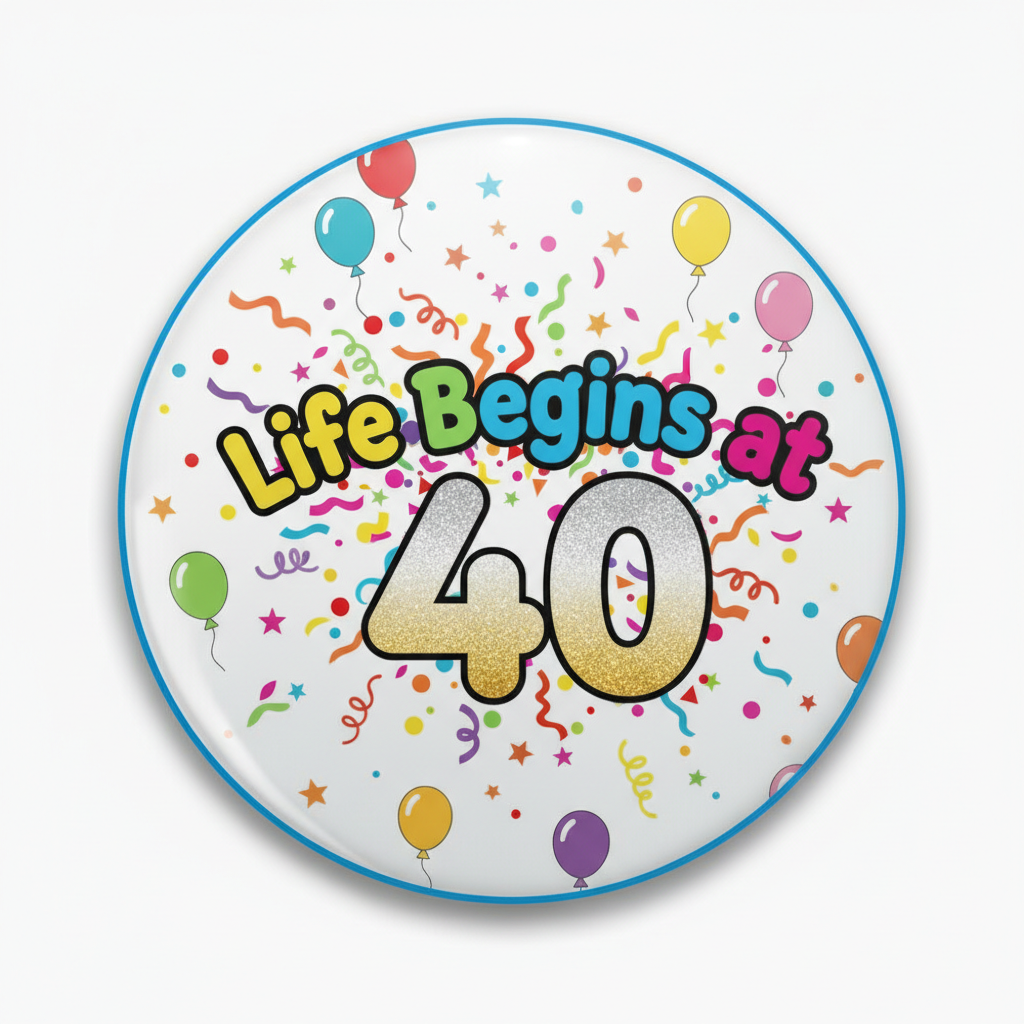 Life begins at 40 Button Pin Button 2.25-inch