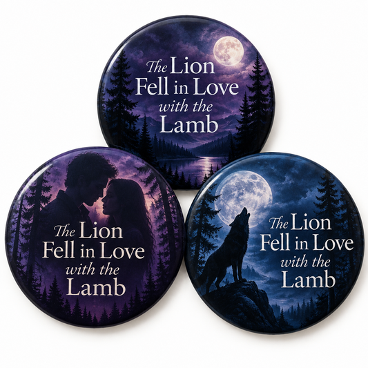 LION FELL IN LOVE WITH THE LAMB Twilight Pin Button 1.25-inch 3 Pcs