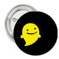 1.25-inch little ghost pinback button with yellow ghost face on black circle