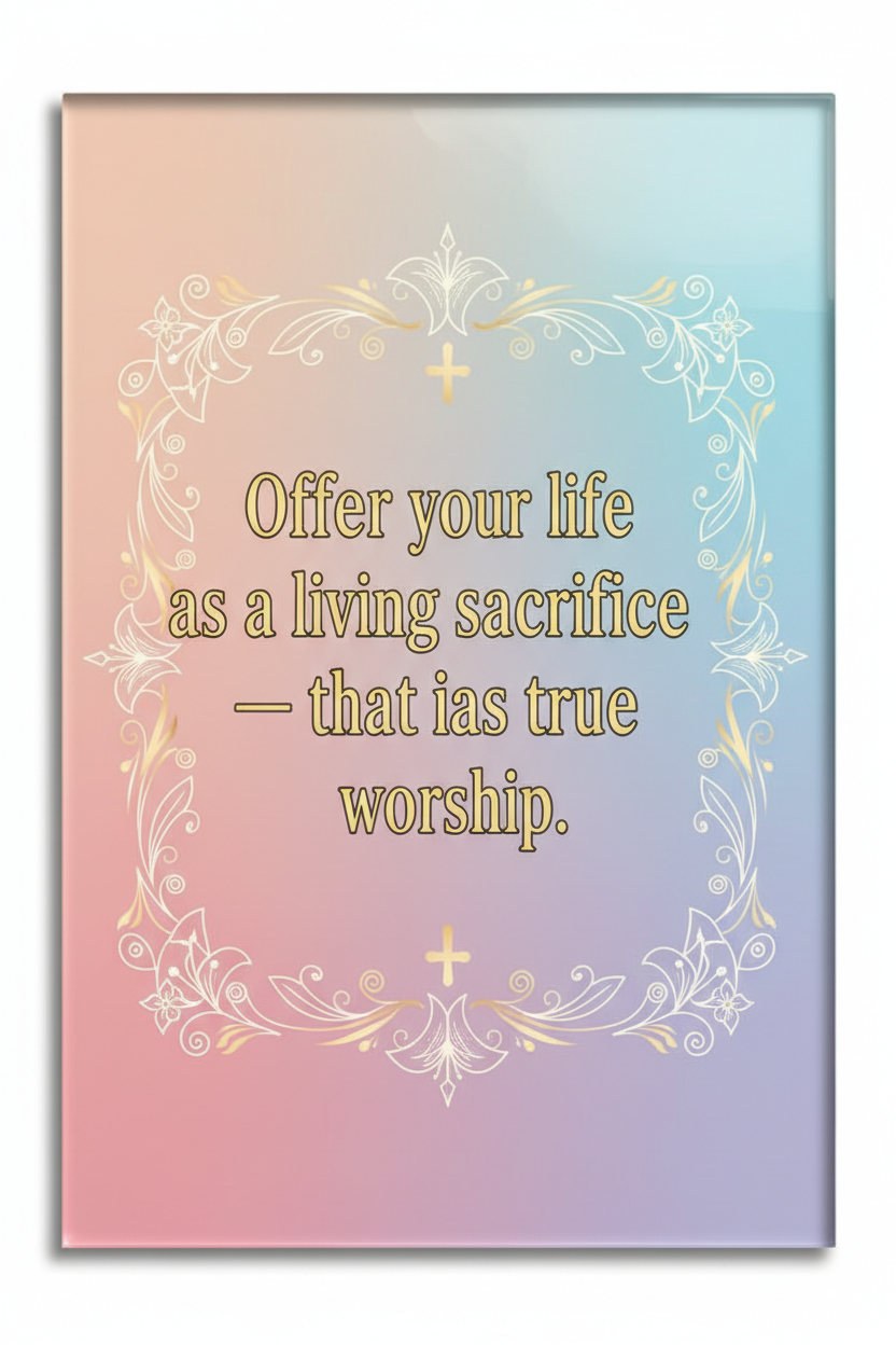 Offer your life as a living sacrifice that is true worship Acrylic Fridge Magnetic 3-inch x 4-inch