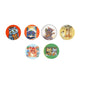 Set of 6 round cat pinback buttons, colorful illustrated designs, 1.25-inch each