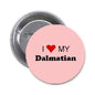 2.25-inch round pinback button reading 'I ♥ My Dalmatian'