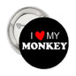 1.25-inch pinback button with black face and 'I ♥ MY MONKEY' text