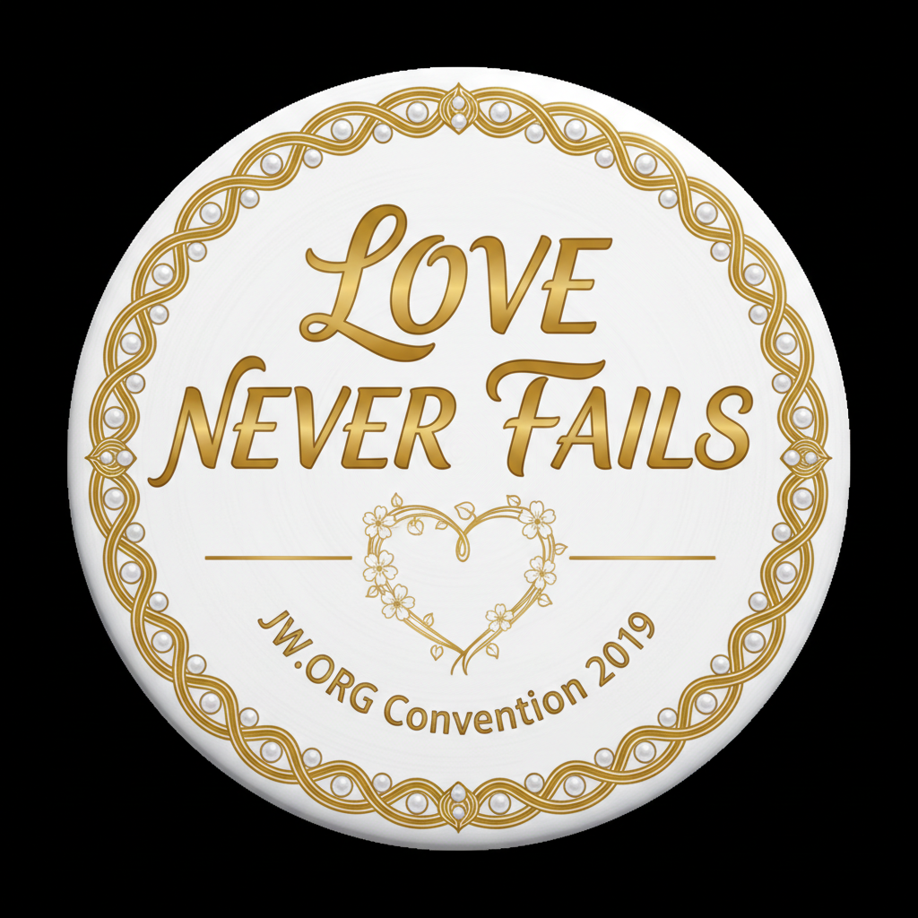 Love Never Fails JW.org 2019 Convention Pinback 2.25-inch
