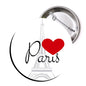 2.25-inch Paris pinback button with Eiffel tower and red heart