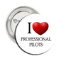 2.25-inch pinback button: red heart with “Professional Pilots” text